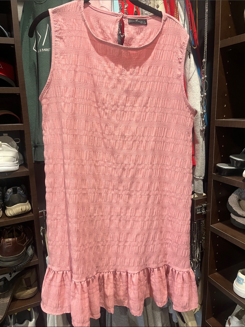 Pink Sleeveless Ruffle-Hem Dress by Karen Millen